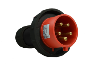 IEC 60309 (6h) 3 PHASE PLUG, 30 AMPERE-200/415 VOLT (C(UL)US), 32 AMPERE-220/380, 240/415 VOLT (OVE), WATERTIGHT (IP67) "UNIVERSAL APPROVED" PIN & SLEEVE POWER PLUG, COMPRESSION STRAIN RELIEF, 4 POLE-5 WIRE GROUNDING (3P+N+E), NYLON (POLYAMIDE BODY), OPERATING TEMP. = -25�C TO +80�C, RED. APPROVALS: C(UL)US, OVE. CERTIFICATIONS: REACH, RoHS, CE.
